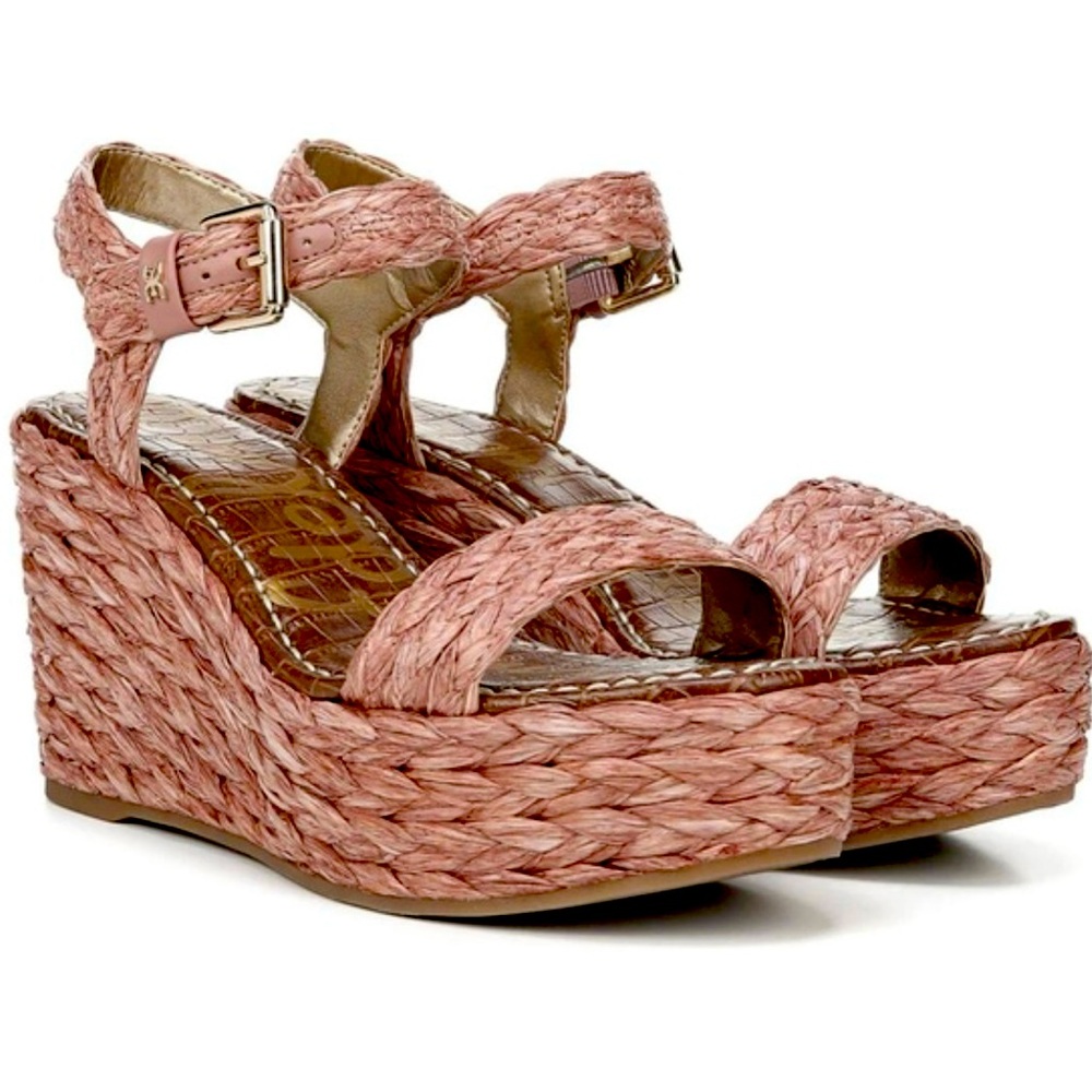 Sam Edelman Pink Woven Platform Sandals